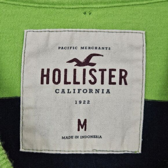 HOLLISTER Blue Green Striped Long Sleeve Crew Neck T-Shirt Men's Size Medium - Picture 4 of 10